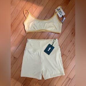 Daily Drills Pale Yellow Sports Bralette & High-Waist Shorts Set